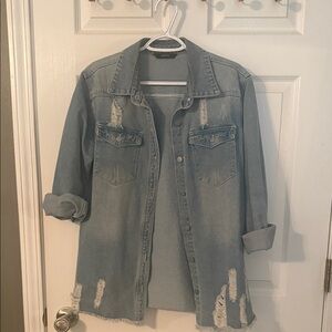 Light Blue Distressed Denim Jacket